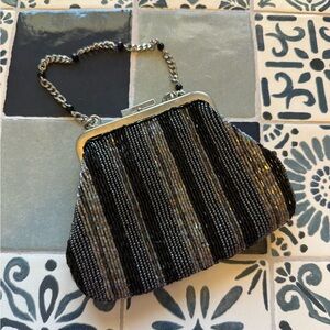 Liz Claiborne Black & Silver Beaded Clutch